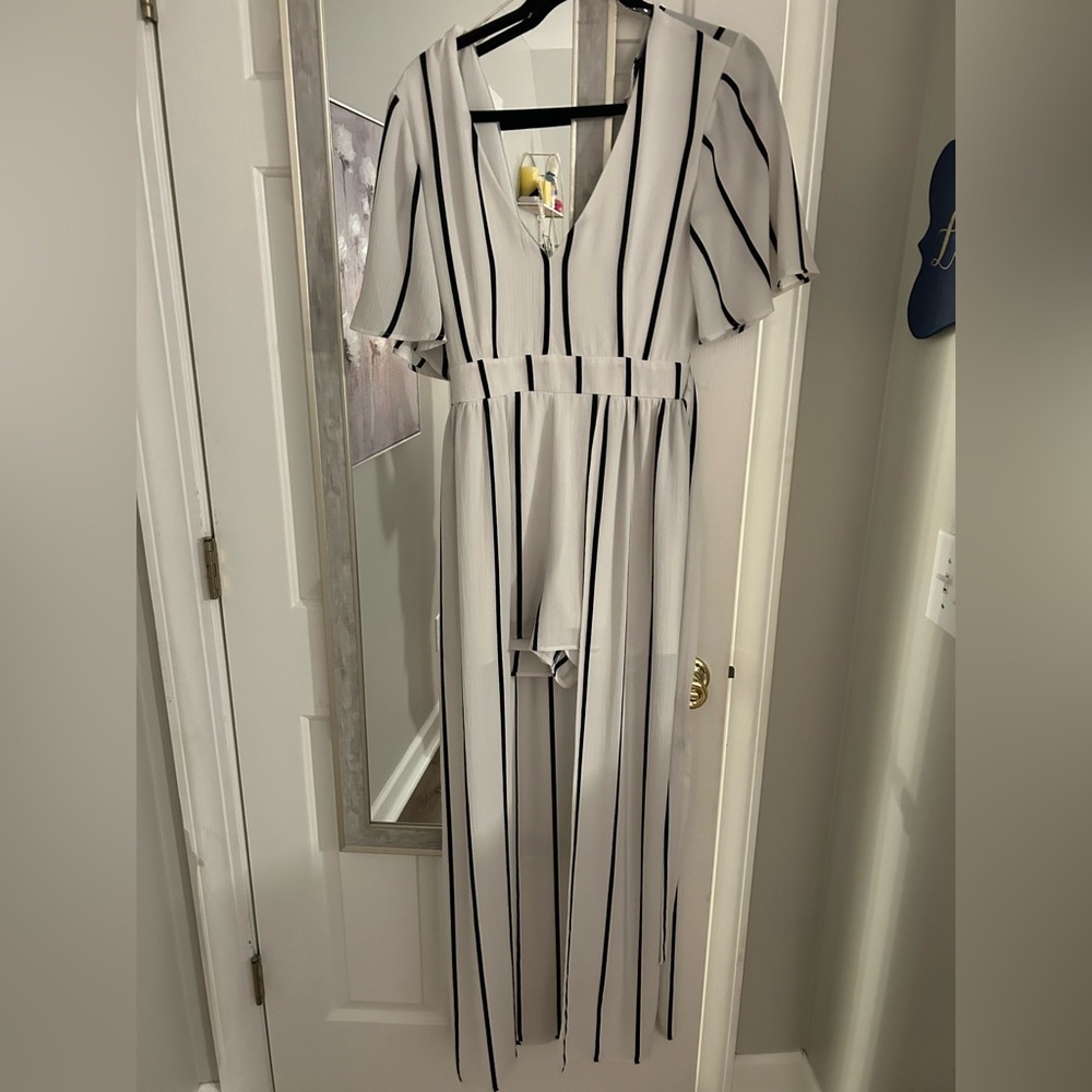 Crystal Doll Long Romper (Size 9) (Black and White)